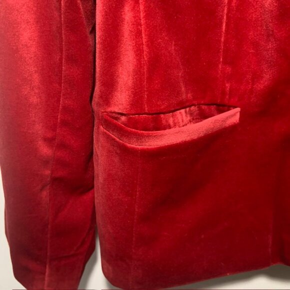 LC Holiday Party Red Velvet New Years Runway Inspired Blazer Jacket - Size XL - Picture 2 of 10